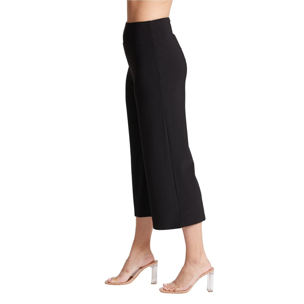 Compli-K Women's Wide Cropped Black Pants Size XL Pull On Stretchy NWT - Picture 2 of 2